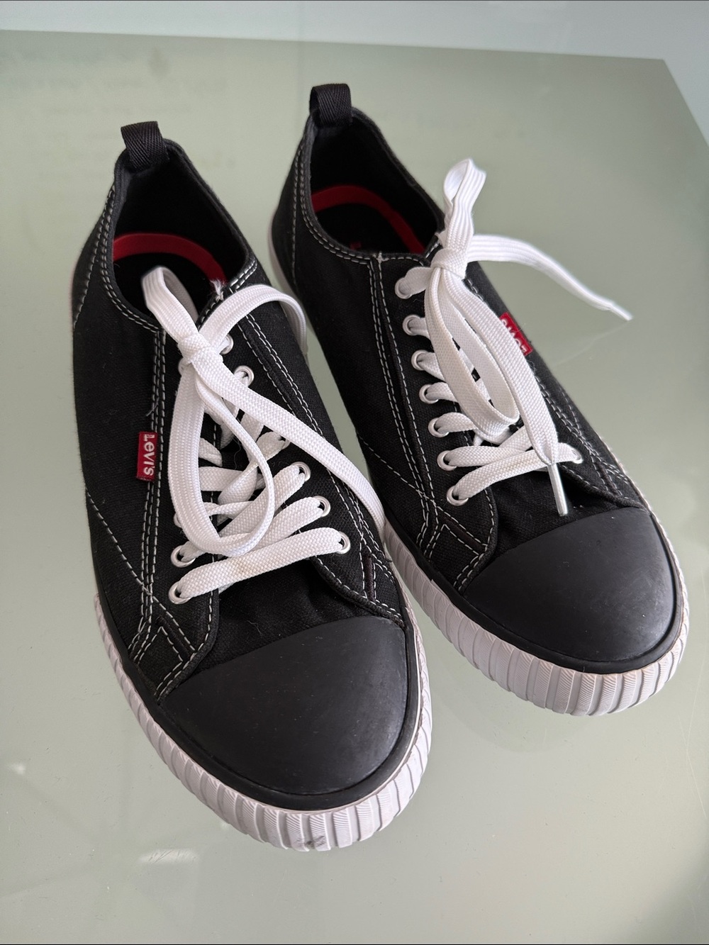 Levi's Black Canvas Sneakers with White Laces